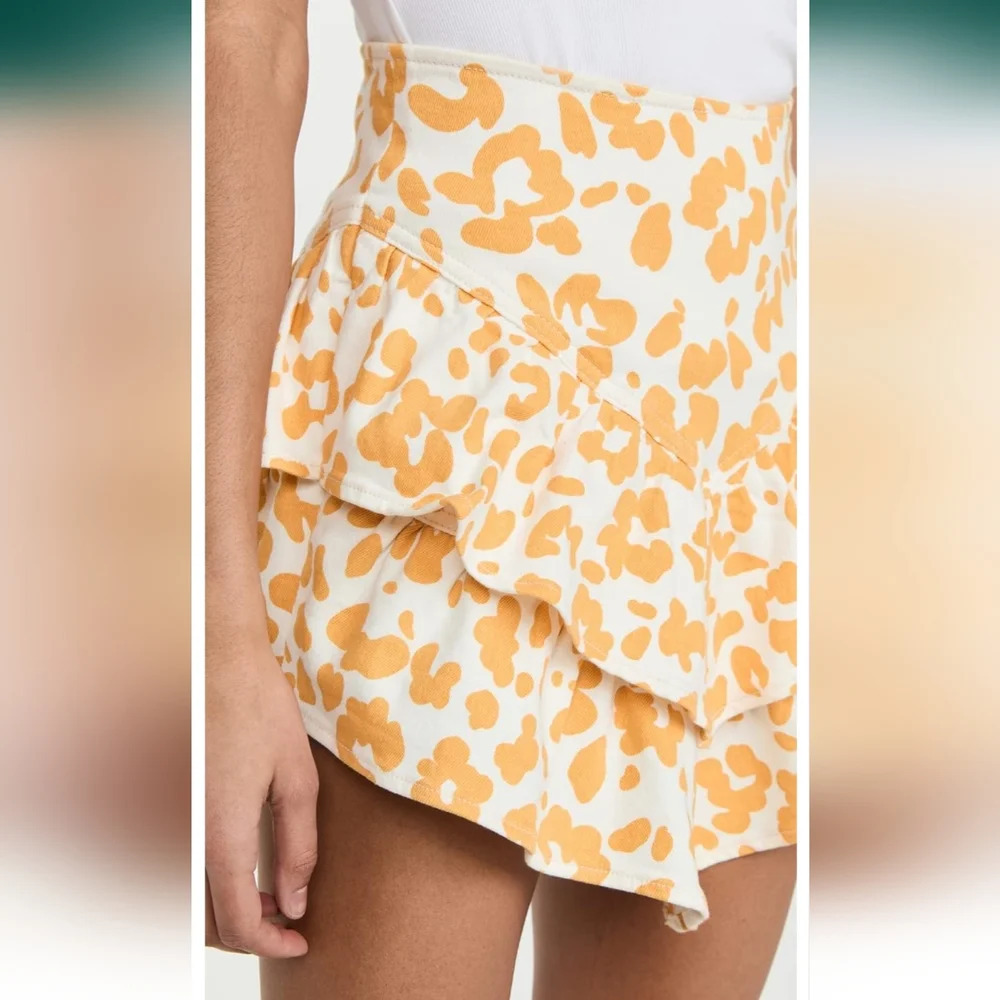 MOTHER, The Ruffle Leopard Mini Skirt, Yellow and White, Size 30 - Picture 6 of 16